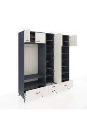 Kronos Dolap 18 Raflı 4 Çekmeceli Tek Askılı 220x59x243 - S784M024V13C
