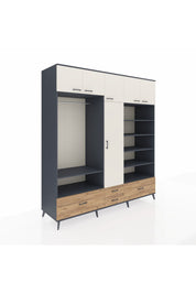 Kronos Dolap 18 Raflı 4 Çekmeceli Tek Askılı 220x59x243 - S784M024V15C