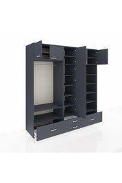Kronos Dolap 18 Raflı 4 Çekmeceli Tek Askılı 220x59x243 - S784M024V17C