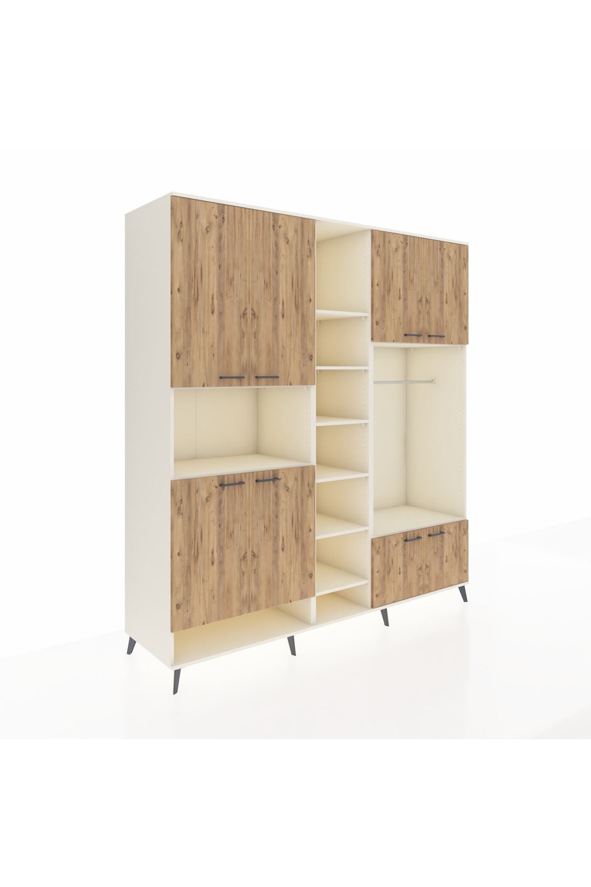 Kronos Dolap 18 Raflı 8 Kapaklı Tek Askılı 220x59x243 Aytaşı-Çam/Aytaşı