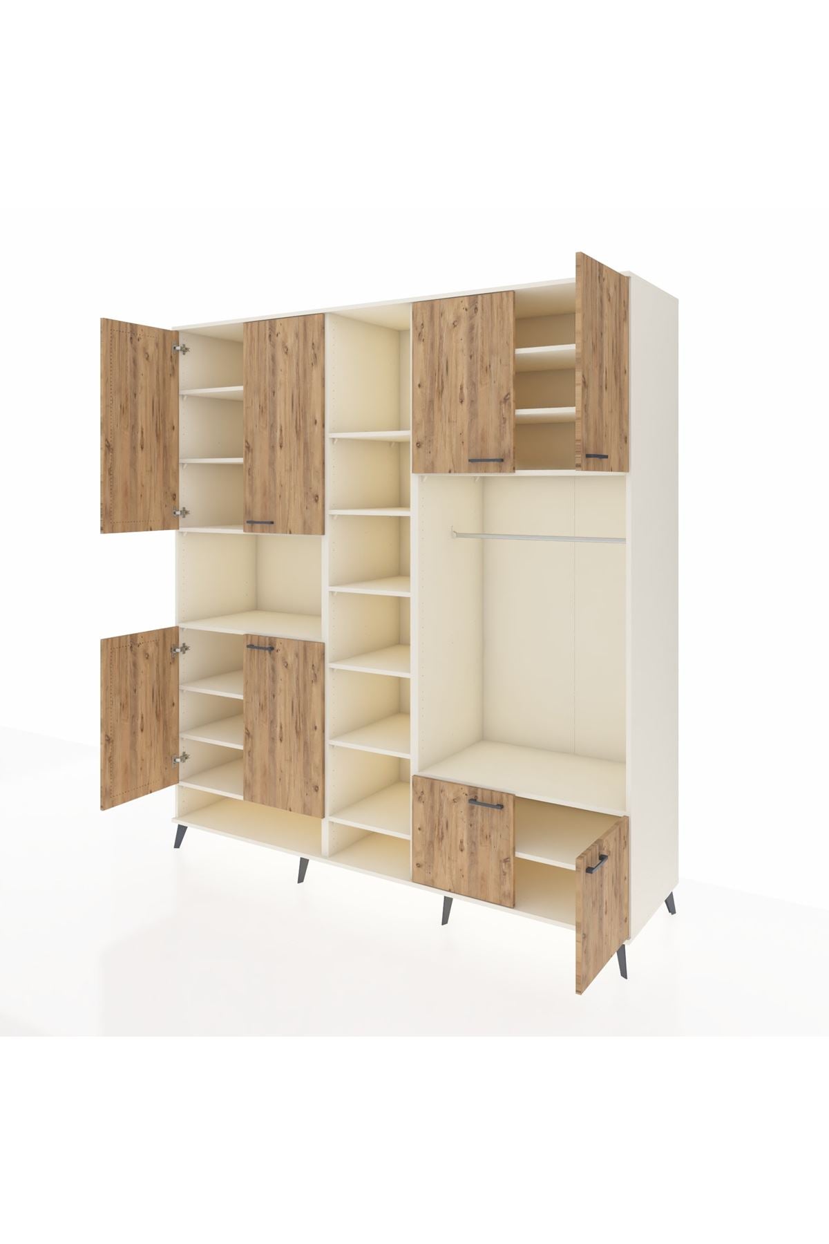 Kronos Dolap 18 Raflı 8 Kapaklı Tek Askılı 220x59x243 Aytaşı-Çam/Aytaşı