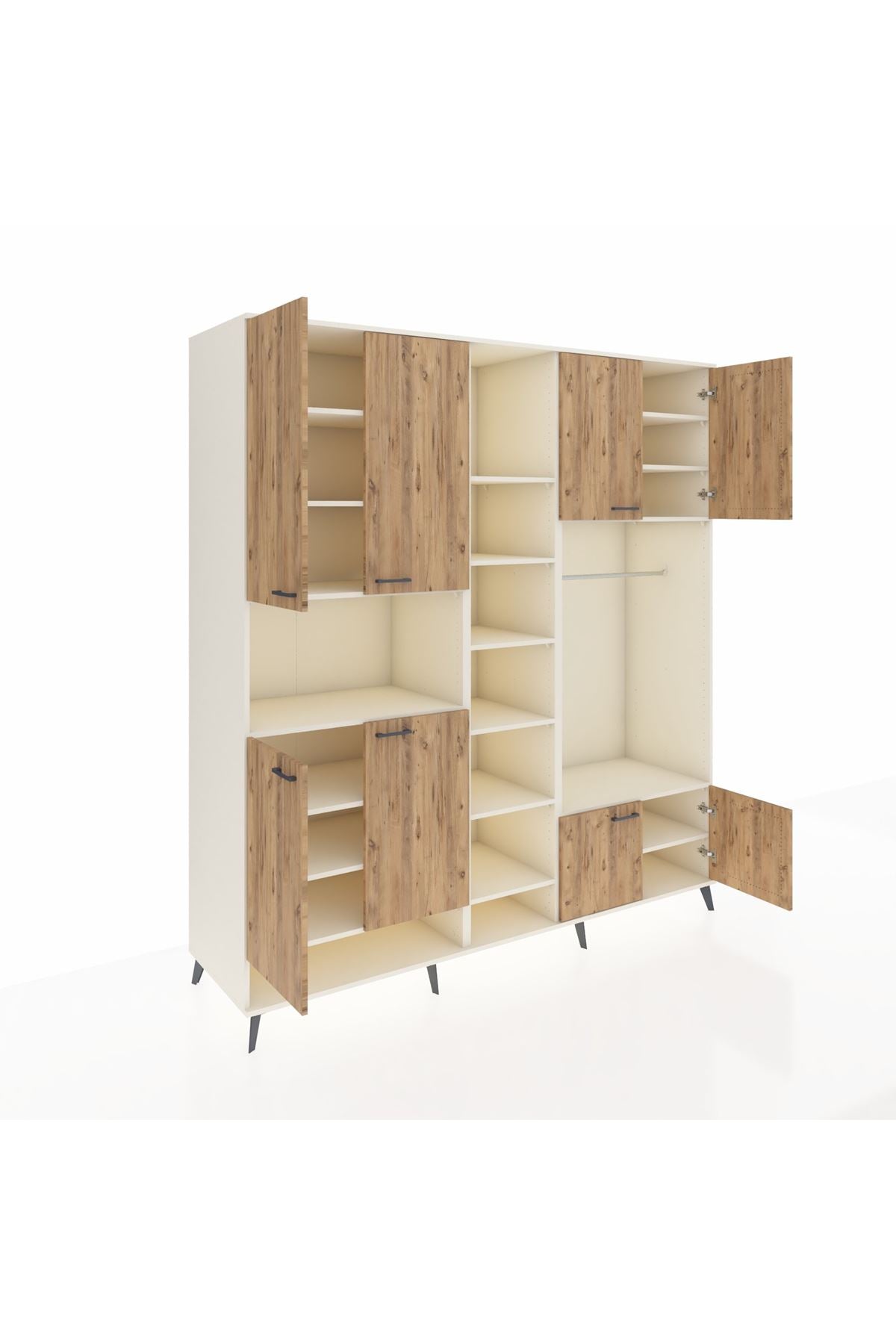 Kronos Dolap 18 Raflı 8 Kapaklı Tek Askılı 220x59x243 Aytaşı-Çam/Aytaşı