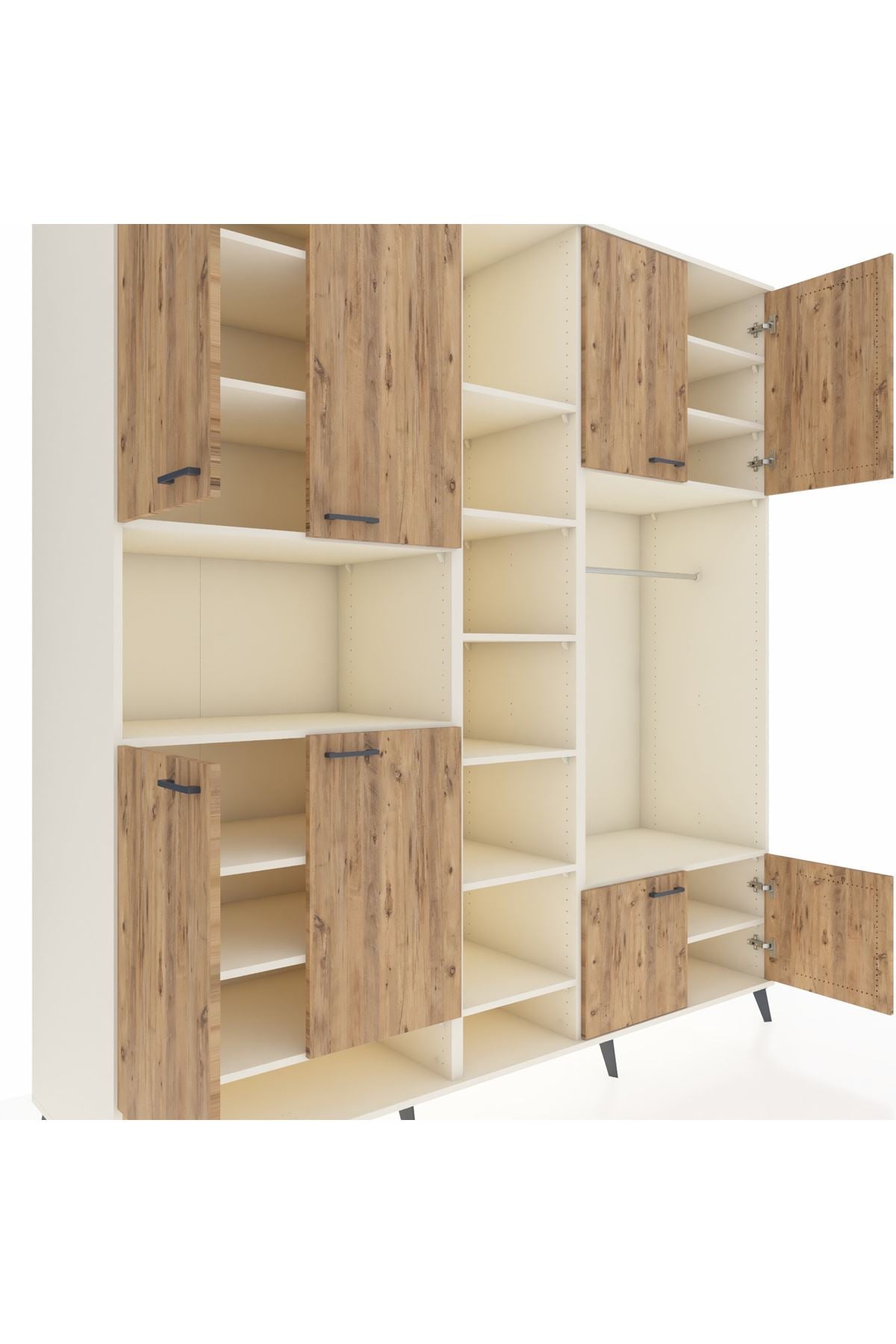 Kronos Dolap 18 Raflı 8 Kapaklı Tek Askılı 220x59x243 Aytaşı-Çam/Aytaşı