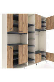 Kronos Dolap 18 Raflı 8 Kapaklı Tek Askılı 220x59x243 Aytaşı-Çam/Antrasit