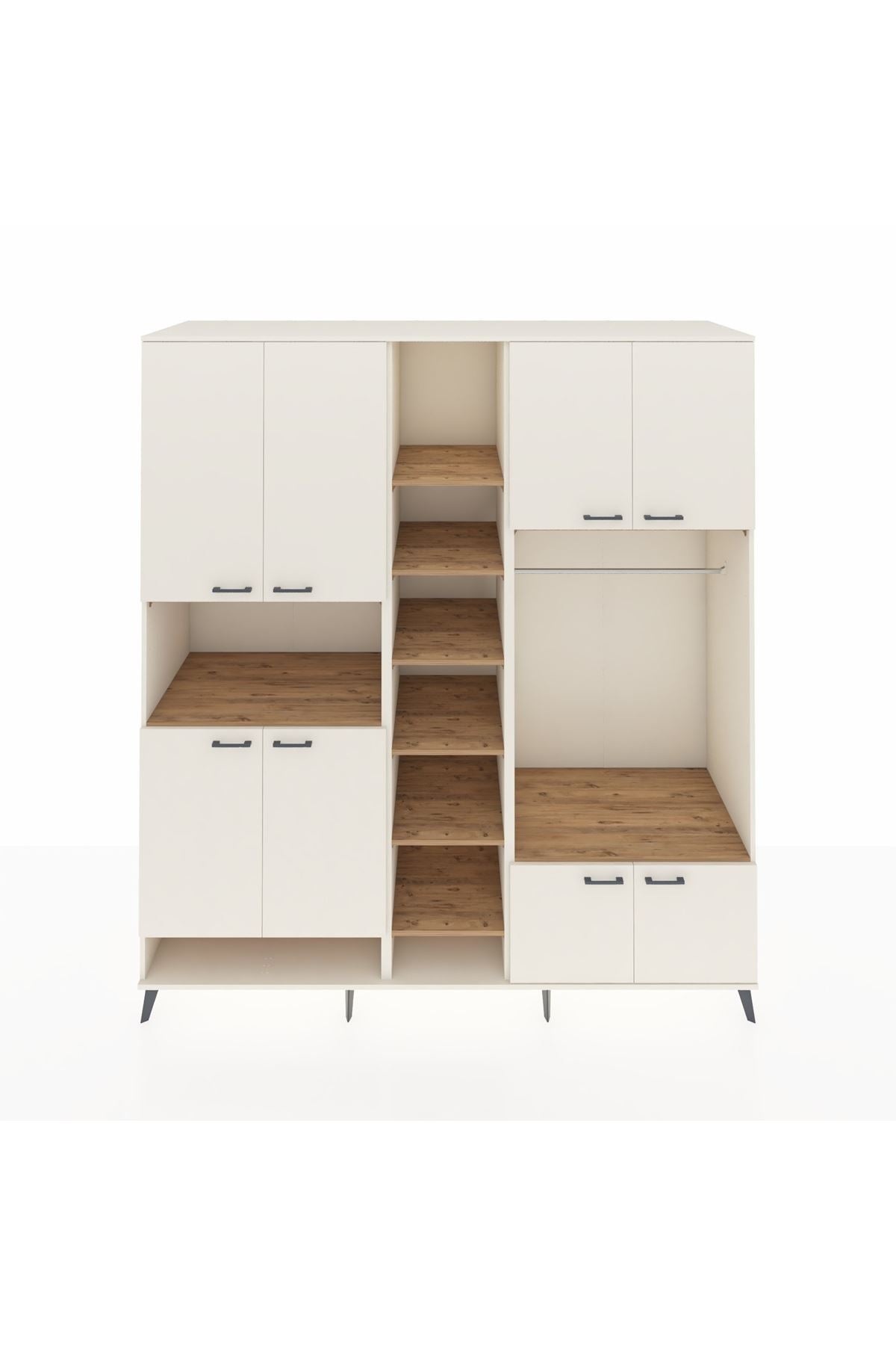 Kronos Dolap 18 Raflı 8 Kapaklı Tek Askılı 220x59x243 Aytaşı-Aytaşı/Çam