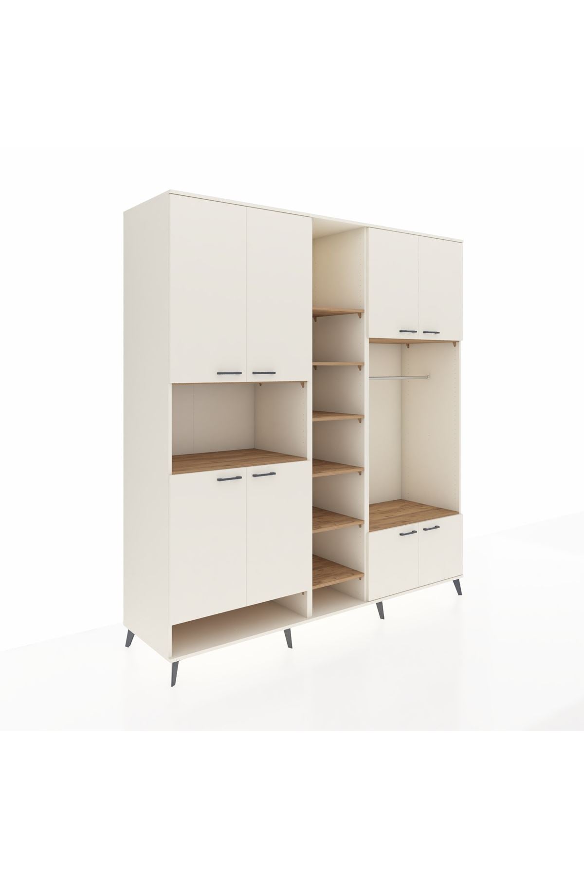 Kronos Dolap 18 Raflı 8 Kapaklı Tek Askılı 220x59x243 Aytaşı-Aytaşı/Çam