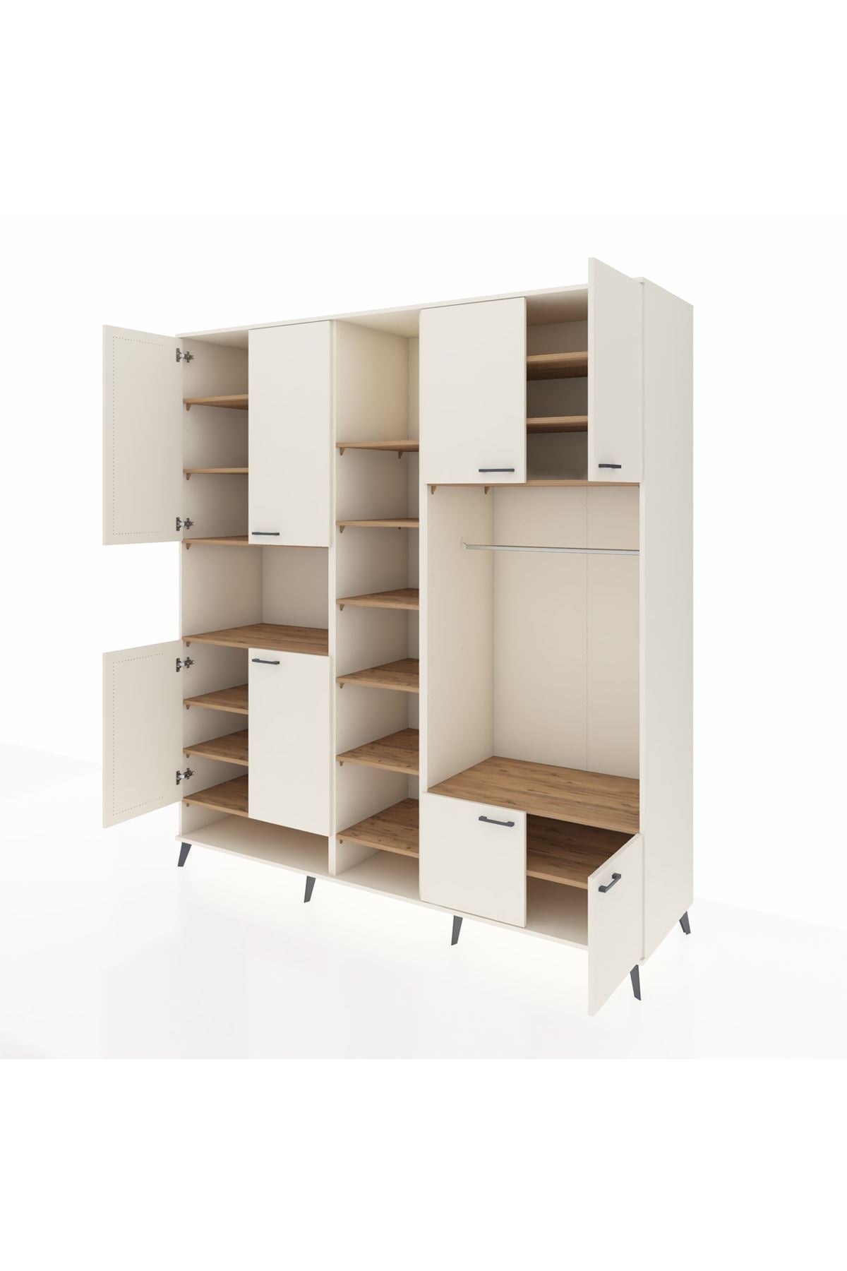 Kronos Dolap 18 Raflı 8 Kapaklı Tek Askılı 220x59x243 Aytaşı-Aytaşı/Çam