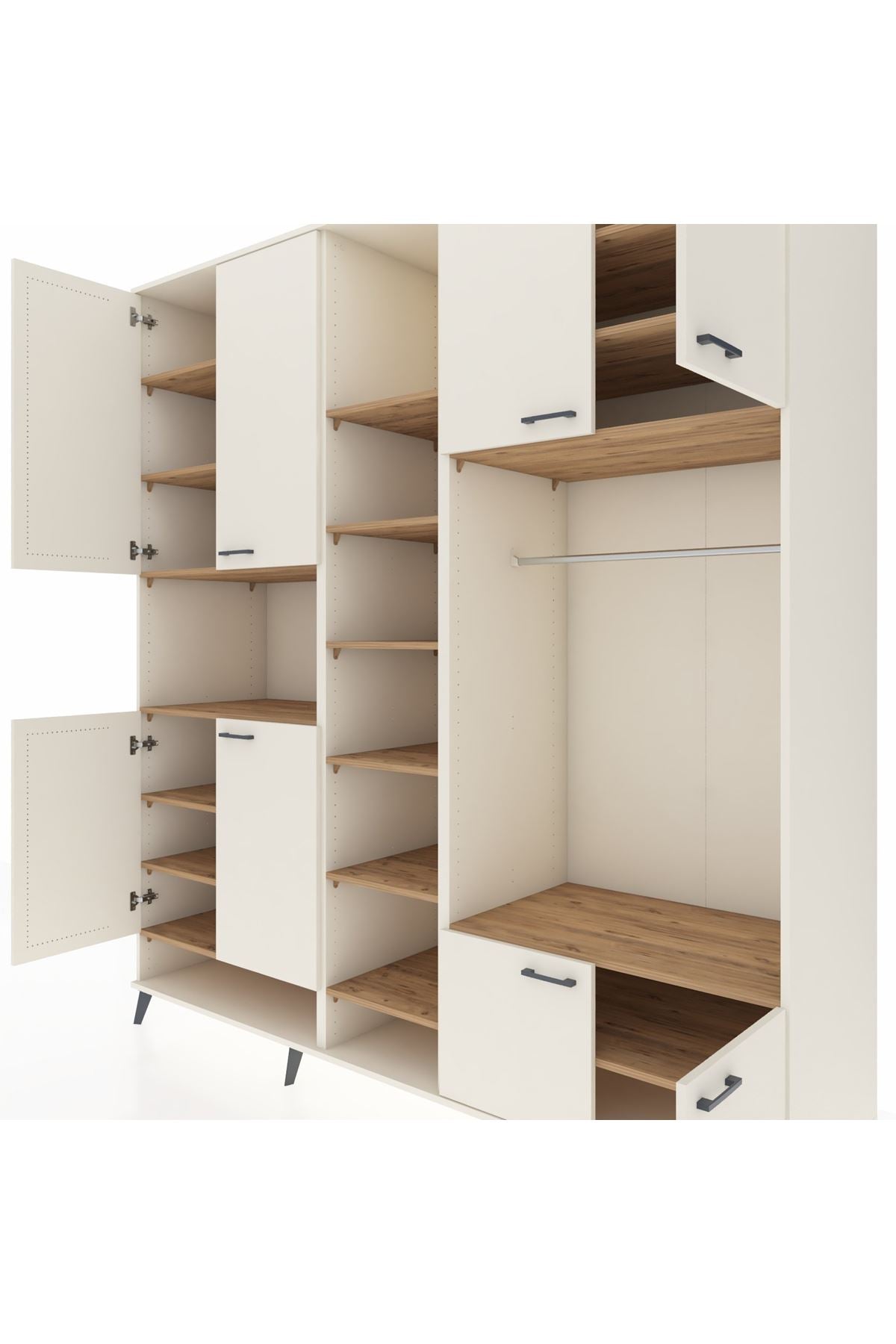 Kronos Dolap 18 Raflı 8 Kapaklı Tek Askılı 220x59x243 Aytaşı-Aytaşı/Çam