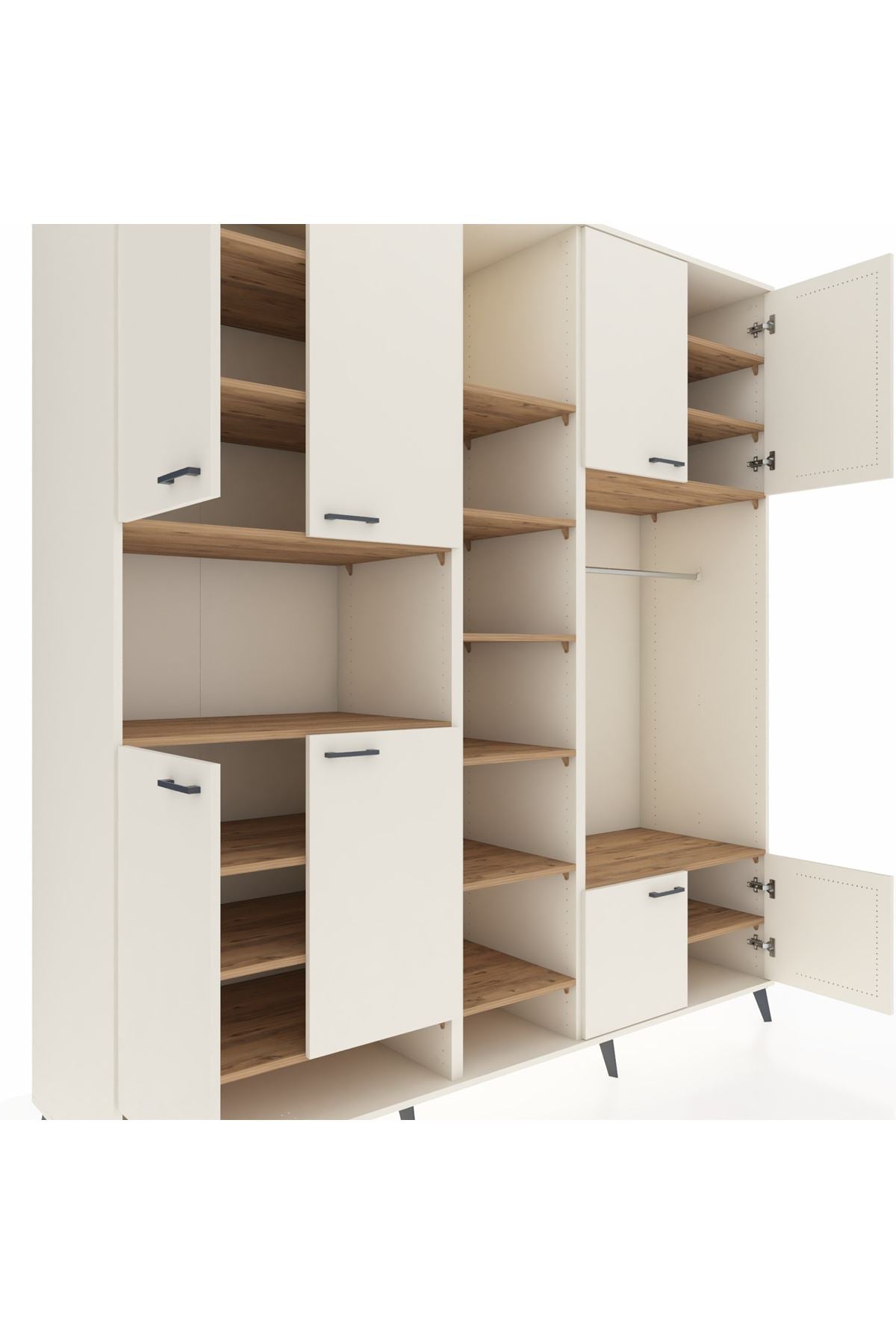 Kronos Dolap 18 Raflı 8 Kapaklı Tek Askılı 220x59x243 Aytaşı-Aytaşı/Çam