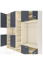 Kronos Dolap 18 Raflı 8 Kapaklı Tek Askılı 220x59x243 Aytaşı-Antrasit/Aytaşı