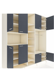 Kronos Dolap 18 Raflı 8 Kapaklı Tek Askılı 220x59x243 Aytaşı-Antrasit/Aytaşı