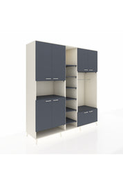 Kronos Dolap 18 Raflı 8 Kapaklı Tek Askılı 220x59x243 Aytaşı-Antrasit/Antrasit