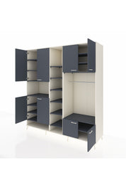 Kronos Dolap 18 Raflı 8 Kapaklı Tek Askılı 220x59x243 Aytaşı-Antrasit/Antrasit