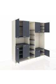 Kronos Dolap 18 Raflı 8 Kapaklı Tek Askılı 220x59x243 Aytaşı-Antrasit/Antrasit