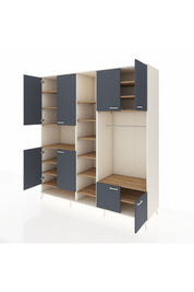 Kronos Dolap 18 Raflı 8 Kapaklı Tek Askılı 220x59x243 Aytaşı-Antrasit/Çam