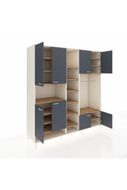 Kronos Dolap 18 Raflı 8 Kapaklı Tek Askılı 220x59x243 Aytaşı-Antrasit/Çam