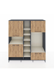 Kronos Dolap 18 Raflı 8 Kapaklı Tek Askılı 220x59x243 Antrasit-Çam/Aytaşı