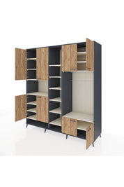 Kronos Dolap 18 Raflı 8 Kapaklı Tek Askılı 220x59x243 Antrasit-Çam/Aytaşı