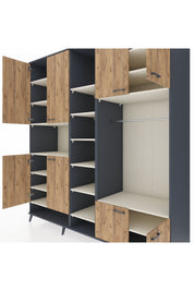 Kronos Dolap 18 Raflı 8 Kapaklı Tek Askılı 220x59x243 Antrasit-Çam/Aytaşı