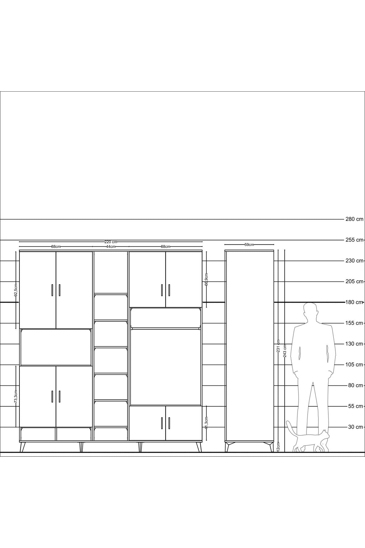 Kronos Dolap 18 Raflı 8 Kapaklı Tek Askılı 220x59x243 - S784M025V11C