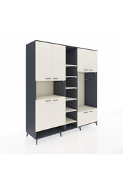 Kronos Dolap 18 Raflı 8 Kapaklı Tek Askılı 220x59x243 Antrasit-Aytaşı/Aytaşı