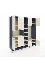 Kronos Dolap 18 Raflı 8 Kapaklı Tek Askılı 220x59x243 Antrasit-Aytaşı/Aytaşı