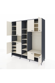 Kronos Dolap 18 Raflı 8 Kapaklı Tek Askılı 220x59x243 Antrasit-Aytaşı/Aytaşı