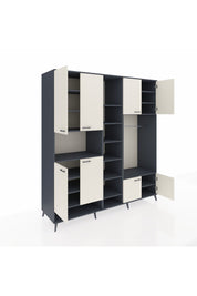 Kronos Dolap 18 Raflı 8 Kapaklı Tek Askılı 220x59x243 Antrasit-Aytaşı/Antrasit