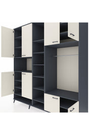 Kronos Dolap 18 Raflı 8 Kapaklı Tek Askılı 220x59x243 Antrasit-Aytaşı/Antrasit