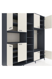 Kronos Dolap 18 Raflı 8 Kapaklı Tek Askılı 220x59x243 Antrasit-Aytaşı/Antrasit