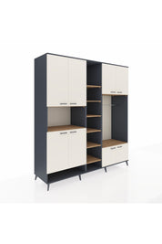 Kronos Dolap 18 Raflı 8 Kapaklı Tek Askılı 220x59x243 Antrasit-Aytaşı/Çam