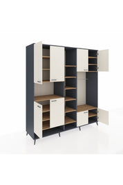 Kronos Dolap 18 Raflı 8 Kapaklı Tek Askılı 220x59x243 Antrasit-Aytaşı/Çam