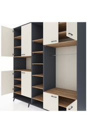 Kronos Dolap 18 Raflı 8 Kapaklı Tek Askılı 220x59x243 Antrasit-Aytaşı/Çam