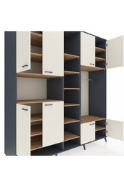 Kronos Dolap 18 Raflı 8 Kapaklı Tek Askılı 220x59x243 Antrasit-Aytaşı/Çam