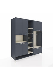 Kronos Dolap 18 Raflı 8 Kapaklı Tek Askılı 220x59x243 Antrasit-Antrasit/Aytaşı