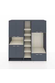 Kronos Dolap 18 Raflı 8 Kapaklı Tek Askılı 220x59x243 Antrasit-Antrasit/Aytaşı