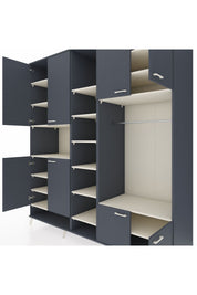 Kronos Dolap 18 Raflı 8 Kapaklı Tek Askılı 220x59x243 Antrasit-Antrasit/Aytaşı