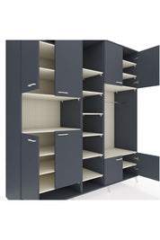 Kronos Dolap 18 Raflı 8 Kapaklı Tek Askılı 220x59x243 Antrasit-Antrasit/Aytaşı