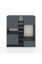 Kronos Dolap 18 Raflı 8 Kapaklı Tek Askılı 220x59x243 Antrasit-Antrasit/Antrasit