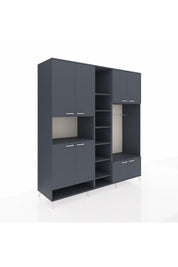 Kronos Dolap 18 Raflı 8 Kapaklı Tek Askılı 220x59x243 Antrasit-Antrasit/Antrasit