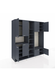 Kronos Dolap 18 Raflı 8 Kapaklı Tek Askılı 220x59x243 Antrasit-Antrasit/Antrasit