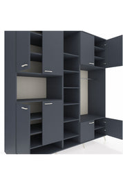 Kronos Dolap 18 Raflı 8 Kapaklı Tek Askılı 220x59x243 Antrasit-Antrasit/Antrasit