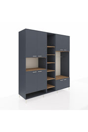 Kronos Dolap 18 Raflı 8 Kapaklı Tek Askılı 220x59x243 Antrasit-Antrasit/Çam