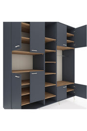 Kronos Dolap 18 Raflı 8 Kapaklı Tek Askılı 220x59x243 Antrasit-Antrasit/Çam