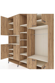 Kronos Dolap 18 Raflı 8 Kapaklı Tek Askılı 220x59x243 Çam-Çam/Aytaşı