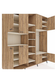 Kronos Dolap 18 Raflı 8 Kapaklı Tek Askılı 220x59x243 Çam-Çam/Aytaşı