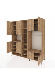 Kronos Dolap 18 Raflı 8 Kapaklı Tek Askılı 220x59x243 Çam-Çam/Çam