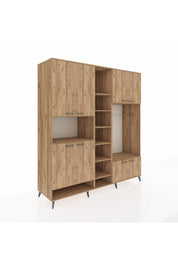 Kronos Dolap 18 Raflı 8 Kapaklı Tek Askılı 220x59x243 Çam-Çam/Çam