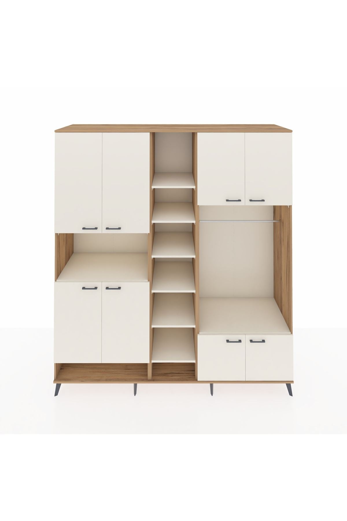 Kronos Dolap 18 Raflı 8 Kapaklı Tek Askılı 220x59x243 Çam-Aytaşı/Aytaşı