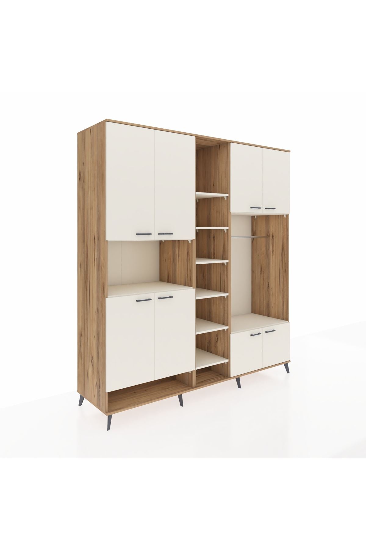 Kronos Dolap 18 Raflı 8 Kapaklı Tek Askılı 220x59x243 Çam-Aytaşı/Aytaşı